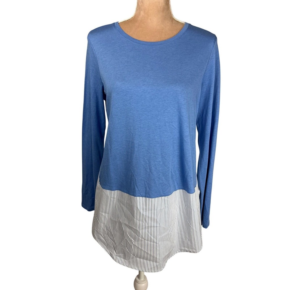 J Jill‎ Womens Tunic Top Sz Small Blue White Stripe Knit Office Career New/Tags